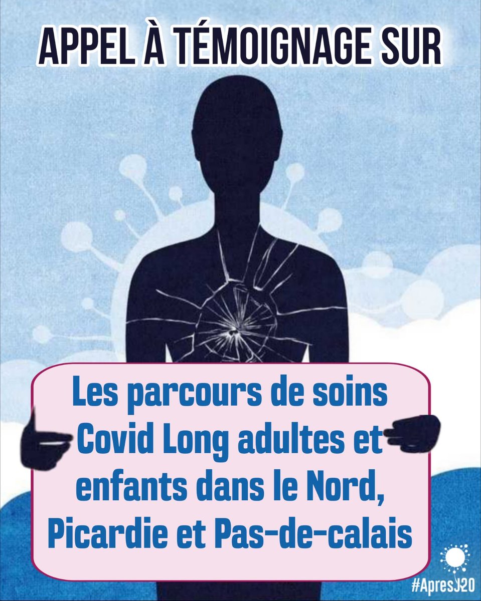 apresj20's tweet image. 📢 Appel à témoignages : #CovidLong (adulte et pédiatrique) dans le #Nord, le #PasdeCalais et la #Picardie 

👇👇👇