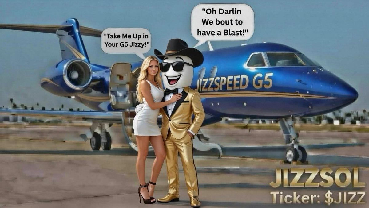 $JIZZSOL Ticker: $JIZZ Get Some Jizz!
#G5 #Gulfstream #Jetlife #Privatejet #Hotbabes 
#Memecoin #Meme #Crypto 
Ca:
fc5Y5sGsFexqKoNACf6XbmK28a3hzJrnFRyv9R2pump