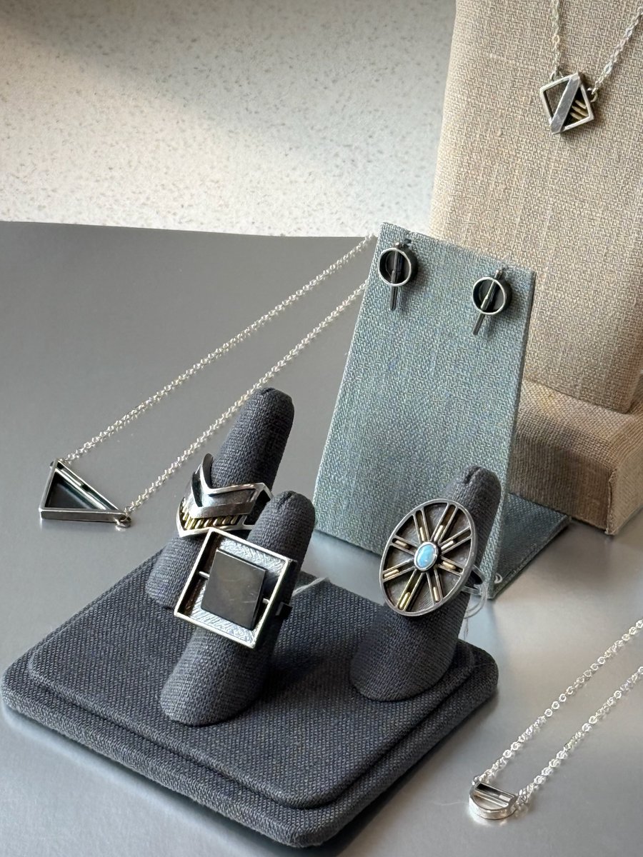 WGalleryCLE's tweet photo. Dana C. Fear hand-fabricates her sophisticated fidget jewelry out of her studio in Michigan.

Each piece responds kinetically to the wearer's movement bringing playfulness, focus and style to everyday wear.

Here's a sampling of her in store collection.
Stop by and play with us! https://t.co/TslmC1cubL