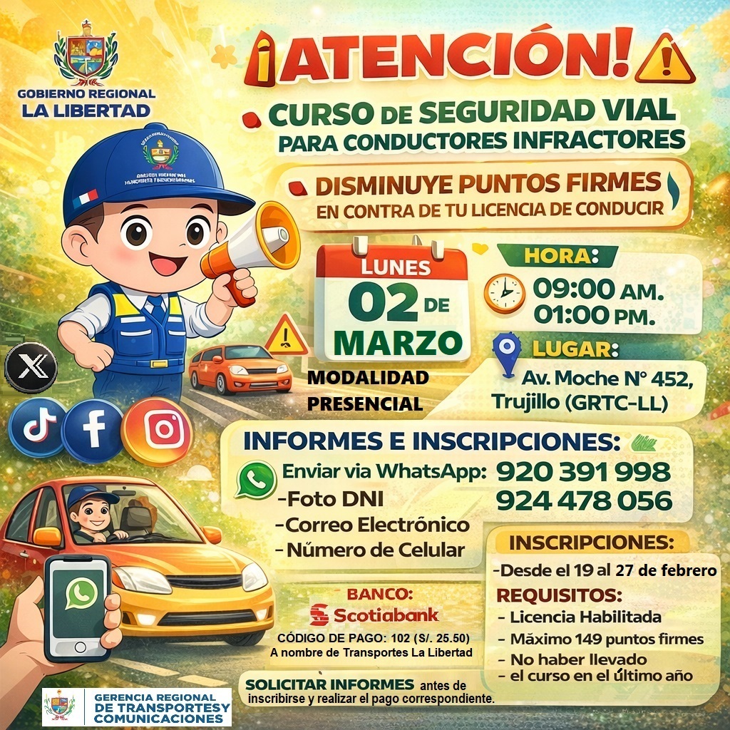GrtycLl's tweet photo. 🚨📣¡𝐀𝐓𝐄𝐍𝐂𝐈𝐎́𝐍! ¡𝐒𝐈 𝐓𝐈𝐄𝐍𝐄𝐒 𝐄𝐍𝐓𝐑𝐄 𝟏𝟎𝟎 𝐀 𝟏𝟒𝟗 𝐏𝐔𝐍𝐓𝐎𝐒 𝐅𝐈𝐑𝐌𝐄𝐒 𝐄𝐍 𝐓𝐔 𝐋𝐈𝐂𝐄𝐍𝐂𝐈𝐀 𝐃𝐄 𝐂𝐎𝐍𝐃𝐔𝐂𝐈𝐑, 𝐍𝐎 𝐃𝐄𝐉𝐄𝐒 𝐏𝐀𝐒𝐀𝐑 𝐄𝐒𝐓𝐀 𝐎𝐏𝐎𝐑𝐓𝐔𝐍𝐈𝐃𝐀𝐃!
✅Podrás disminuir 50 puntos. Inscripciones abiertas hasta el 27FEB https://t.co/ZGlEk8Ar0d