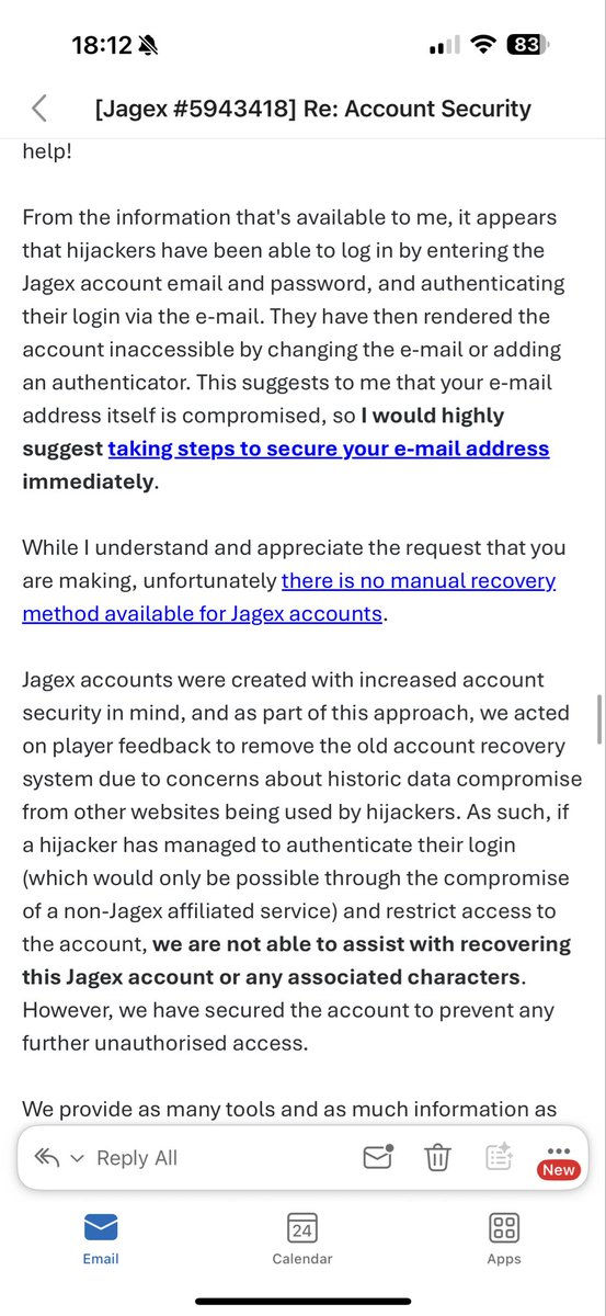 ShackaOsrs's tweet photo. @JagexAsh I’m really sorry to tag you in one of these I just don’t know what to do.

My Jagex account has been hijacked (last year) and I’ve been waiting for support, was expecting something on the roadmap to help but haven’t seen anything that can assist with my issue. https://t.co/57r1IVBvzo