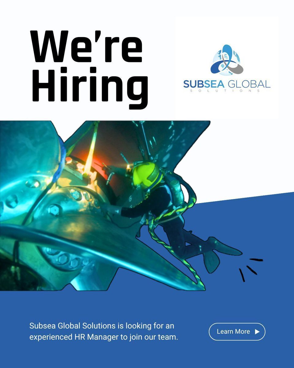 SubseaGlobal's tweet photo. We’re Hiring: HR Manager

Subsea Global Solutions is looking for an experienced HR Manager to join our team.

Apply here:
https://t.co/XdfVMpJaA8 https://t.co/k9Ve3xDQYF