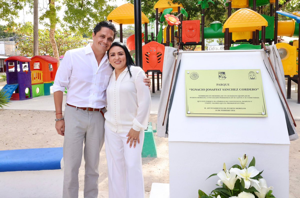Se instaló la placa que nombra oficialmente al parque de la colonia Zetina Gasca como “Parque Ignacio Josaffat Sánchez Cordero”. 🙂

Comprometido con las causas sociales y cercano a la gente, su legado queda como reconocimiento permanente a su aportación a Puerto Morelos. 🤍