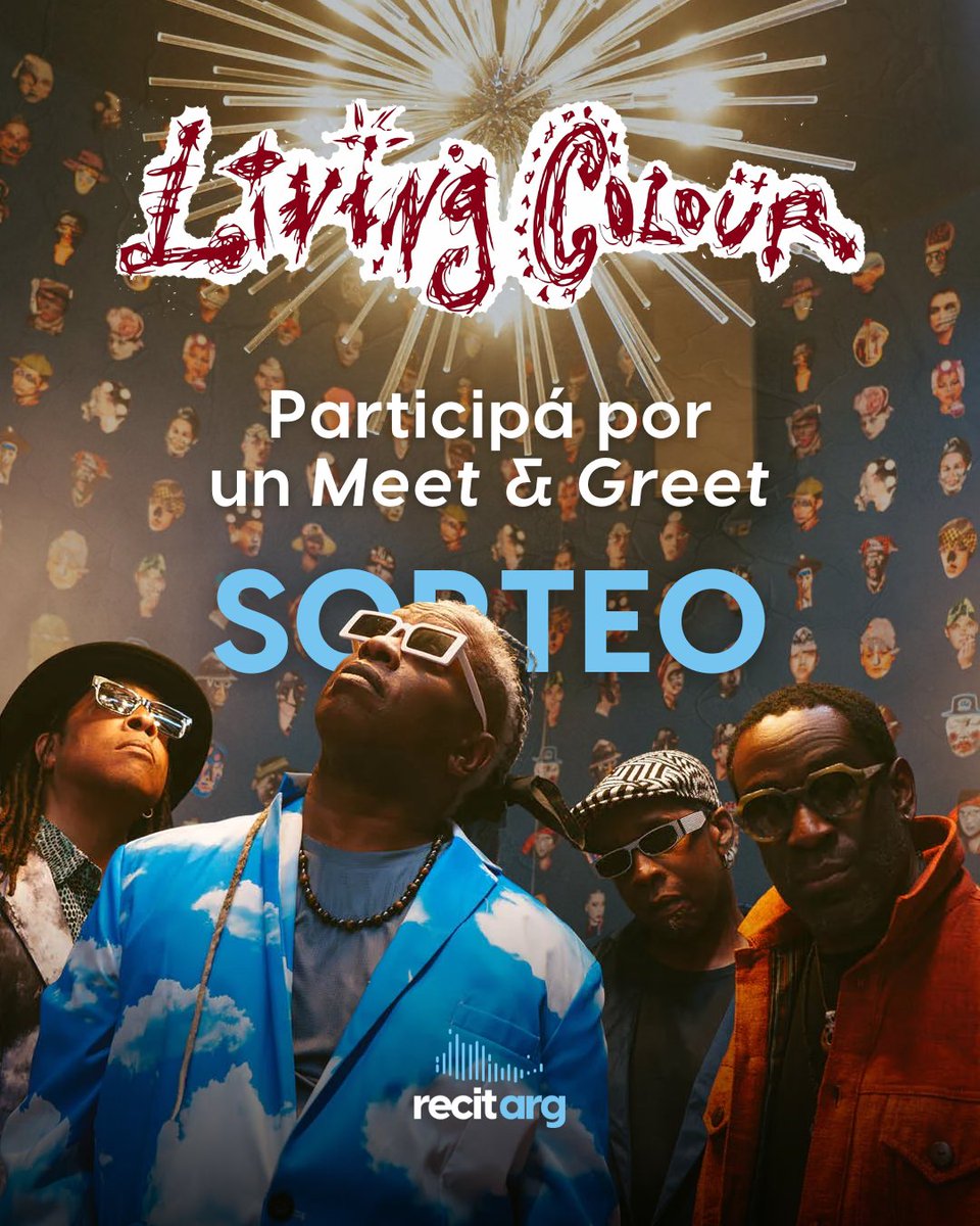 RecitArg's tweet photo. ES HOY: 🎨 Living Colour en Buenos Aires!
¿Querés conocerlos? es tu oportunidad!

🙌🏻 Tenemos un MEET & GREET para regalar entre nuestros seguidores!

Si ya tenés tu entrada al show, podés participar dándole RT y comentando por qué tenés que ganarlo. Elegiremos ganador al azar entre queienes respondan o citen éste tuit 👀

🎁 Anunciamos el ganador a las 18h (el sorteo no incluye ticket al show)