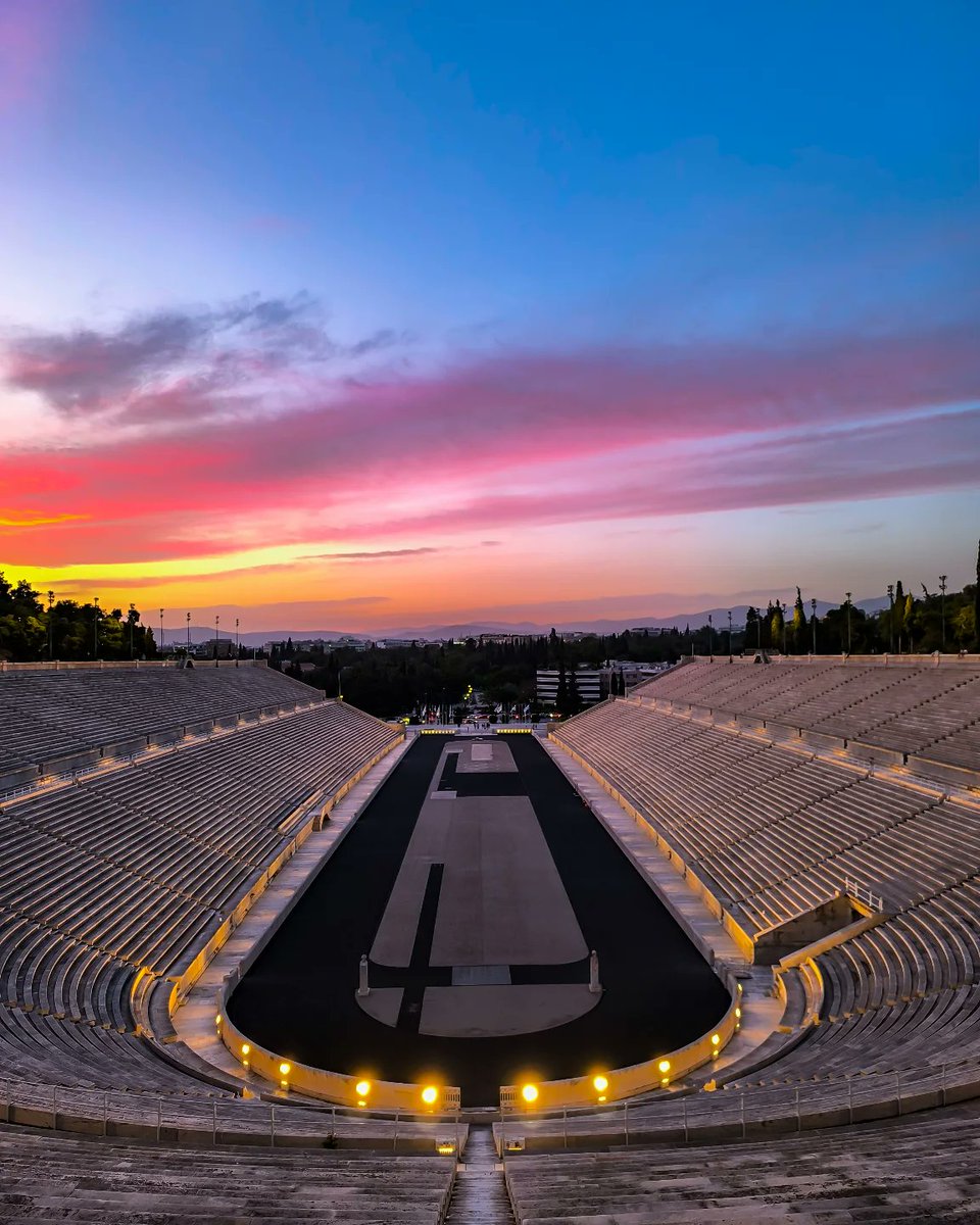 The #Panathenaic #Stadium in #Athens, the world’s only all-marble stadium. Built in the 4th century BC and revived in 1896 for the first modern #Olympics, it stands where antiquity meets the Olympic spirit. At sunset, the marble glows and history feels alive. 🇬🇷
📷 galanisspiros