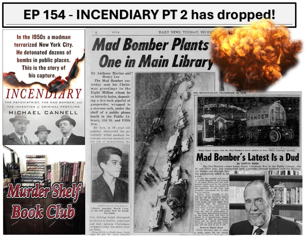 shelf_club's tweet photo. EP 154: In desperation, they turned to he who could look into the criminal mind, unlocking secrets that could help catch the Bomber. #podcast #TrueCrime
https://t.co/P5vFzt9Y00 #truestory
#truecrimepodcast #newepisode #Subscribe #NYC #criminalprofile #profiling #bookclubpodcast