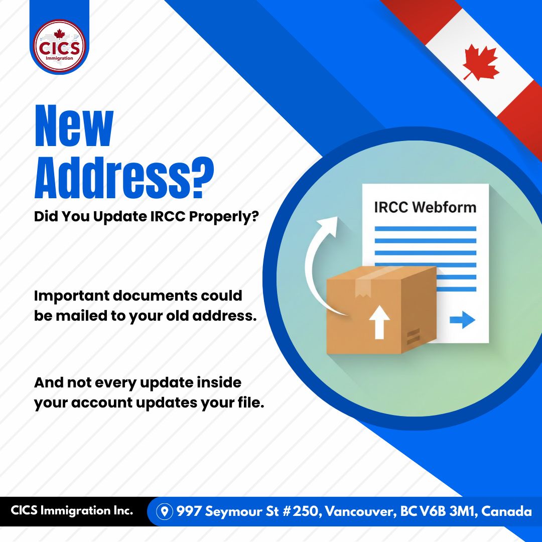 If you change your residential address, you must formally notify IRCC.

Simply updating your address inside your online account does not automatically update every pending application.

#IRCC #AddressChange #CanadaPR #VisaApplication #ImmigrationCompliance #cicsimmigration