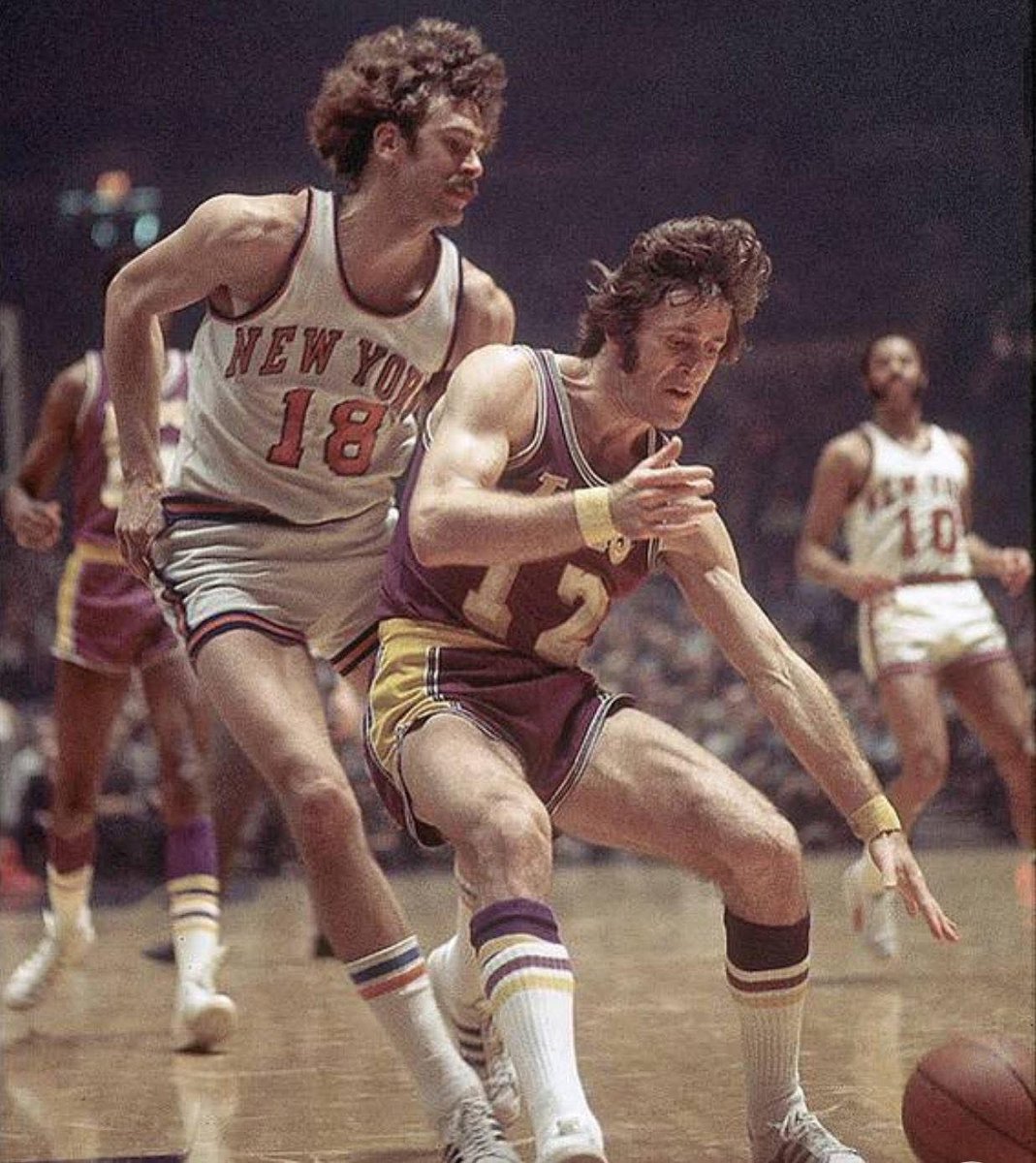 Pat Riley driving in on Phil Jackson in 1972 🔥