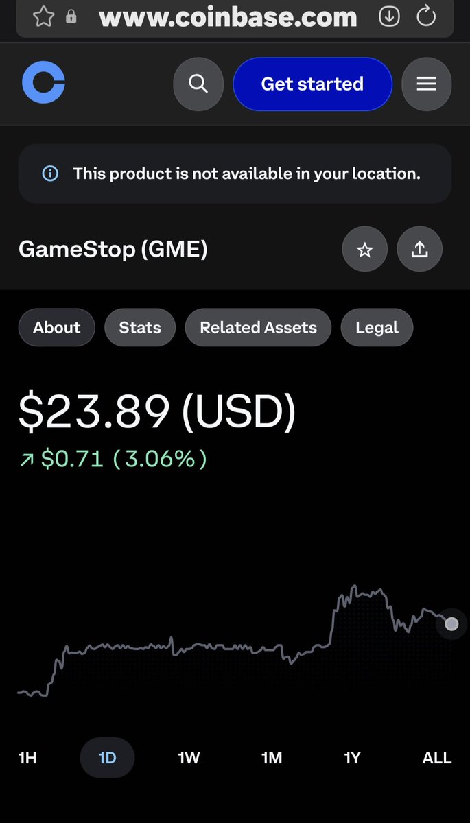 Guys what is this? Trade GME on Coinbase?  Just saw a button on Yahoo chart.  Clicked and it went to Coinbase