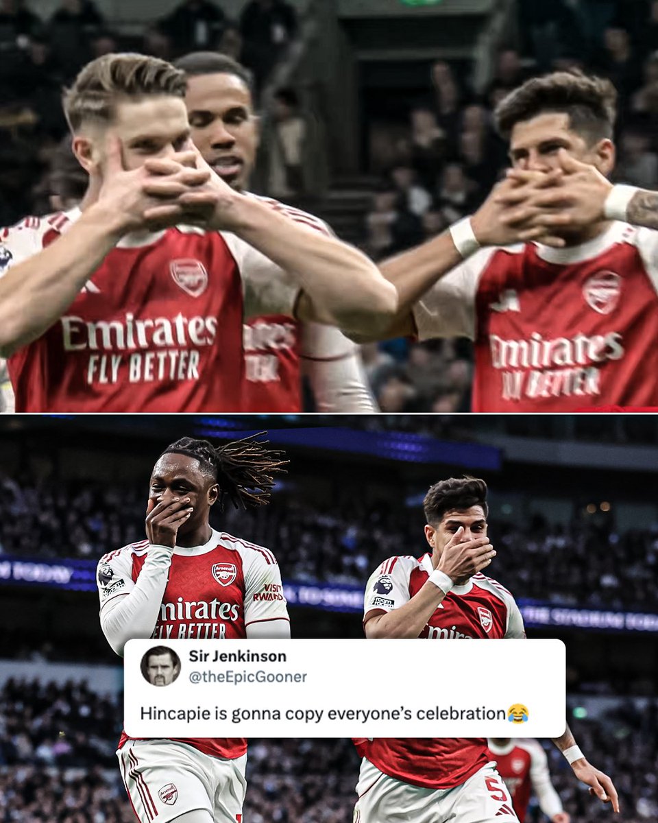 Piero Hincapié made sure he didn’t miss his teammates’ celebrations during the North London derby 🤝