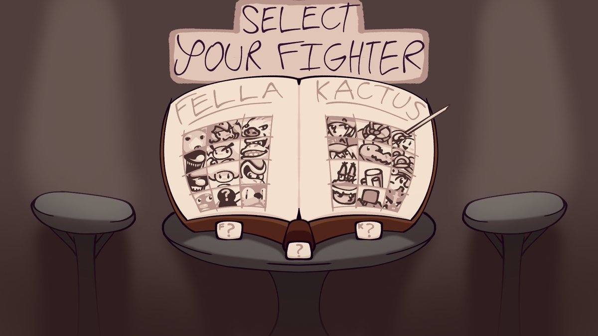 SunnyShoresDev's tweet photo. Concept of a custom Fraymakers selection screen for content me and @KactusGuy have made over the years :3
The book's pages would flip when going between character/assist/stage choices, with characters showing up on the player's respective platforms
#Fraymakers #gamedev #moddev https://t.co/SYIHqfGc7f