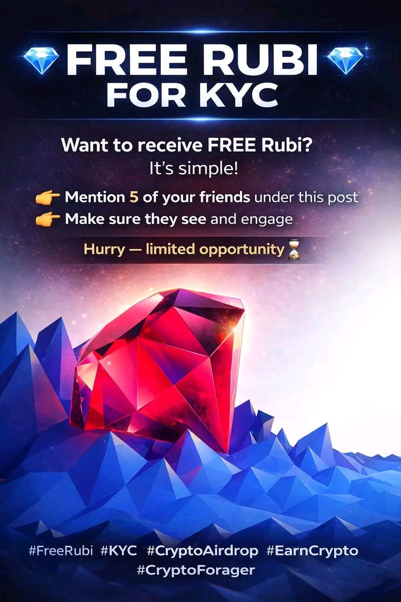 RubiMigration's tweet image. 💎 FREE RUBI FOR KYC 💎
Want to receive FREE Rubi? It’s simple!

👉 Mention 5 of your friends under this post  👉 Make sure they see and engage
Hurry — limited opportunity ⏳
#FreeRubi #KYC #CryptoAirdrop #EarnCrypto #CryptoForager #RubiNetwork