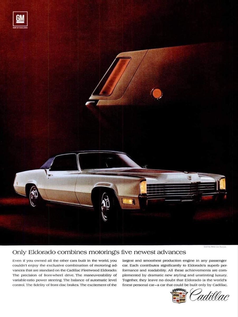 luusssso's tweet photo. These vintage Cadillac ads are basically fine art https://t.co/f6Nr9bsYLw