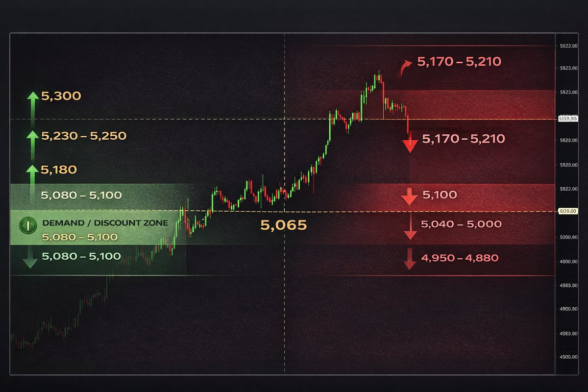 palashworldtra1's tweet photo. XAU/USD H1 Update

5,065 = Control level.
Above → Bullish continuation → 5,180 → 5,250 → 5,300
Below → Bearish rotation → 5,100 → 5,000 → 4,900

much more knowledge... 
https://t.co/BQOw0vGfF5

#XAUUSD #Gold #Forex https://t.co/VarzPg4sxm