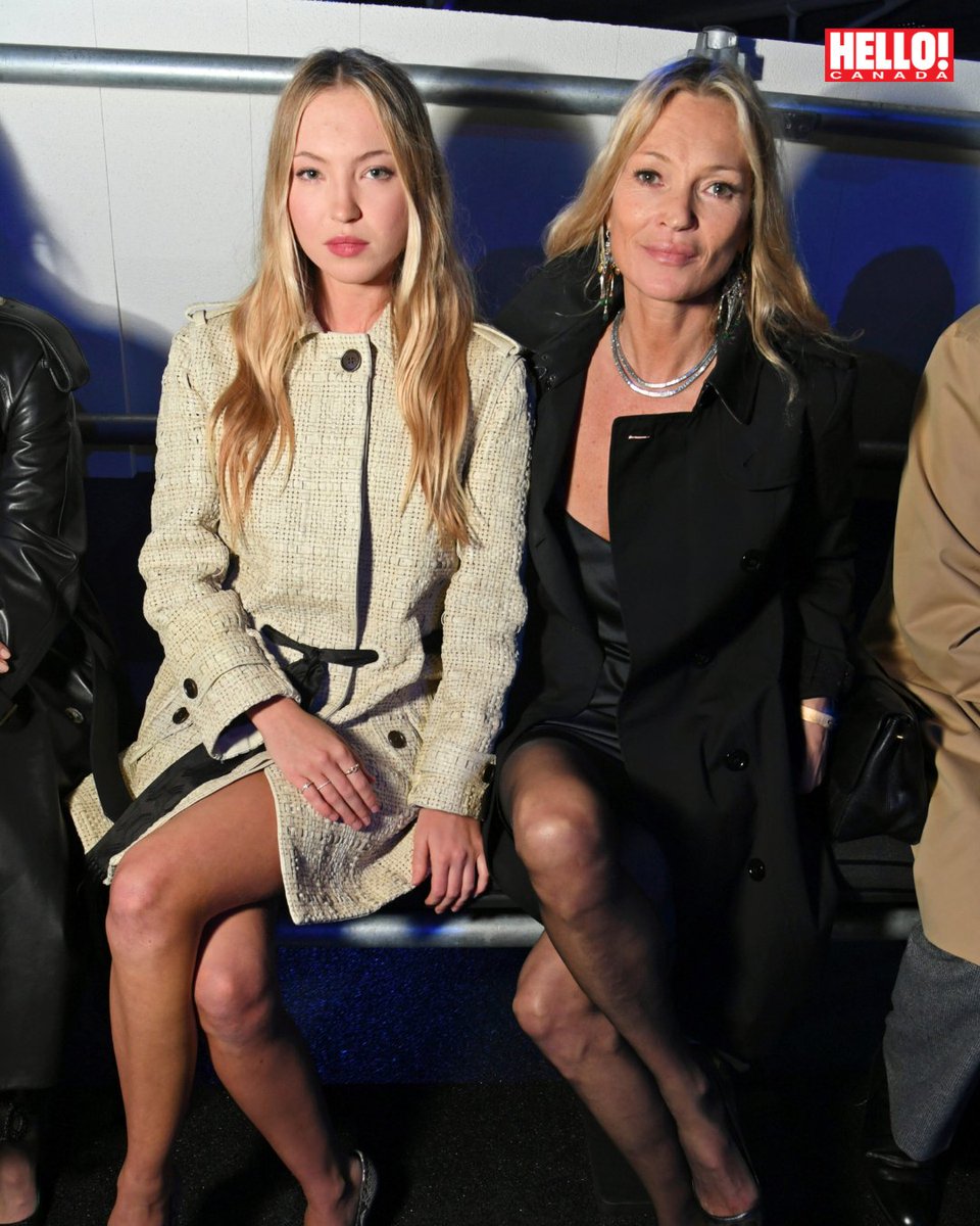 HelloCanada's tweet photo. Like mother like daughter ✨ Kate Moss, 52, and look-alike Lila, 23, sat front-row at the Burberry show during London Fashion Week, looking elegant and swapping their usual roles on the runway for a relaxed time in the audience together 💕 

📸 : Getty
#KateMoss #LilaMoss #LondonFashionWeek