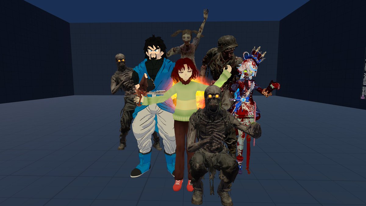 chunchasku's tweet photo. More shots from the Omniverse and VRtale sessions recently!
-VRtale chara and Orion with a pack of demons.
-Kniffy chara surrounded by demons and...brara?
-And more earthbound with Frisk going into the past.

Cant wait to show everyone this in show form!
#vrtale #vrchat https://t.co/zRG7t3yska
