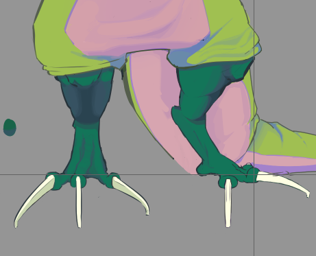 WitDaBlizzard's tweet photo. I'm trying to upgrade the Legs to appear more "dinosaur-like" and meaty. 

With the left leg I used dinosaur images which were limited so I went "Well the dinos are dead so ill just use birds as a reference, they're related anyways aren't they?" and now the two legs don't match.. https://t.co/vyAx8fgR6Q