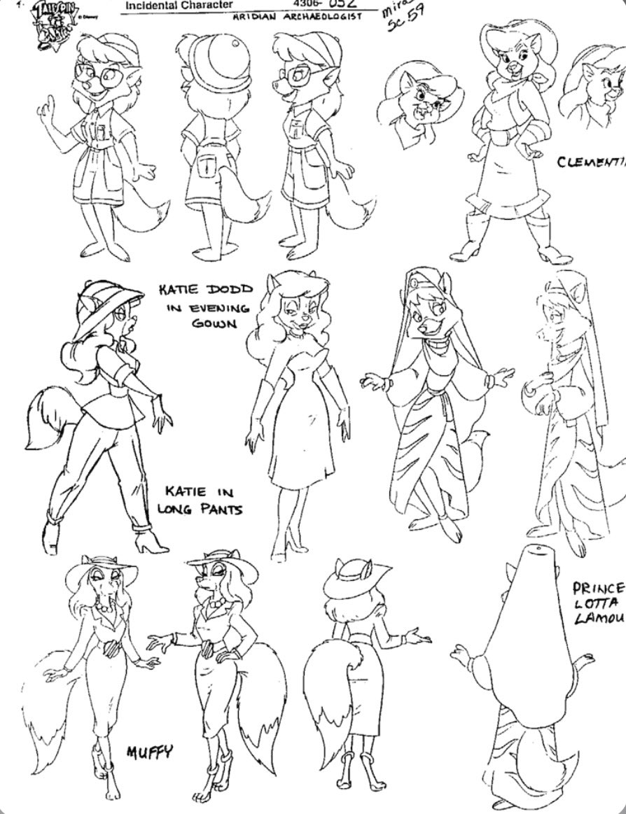 #disney A model sheet of 1 time Talespin characters 😁😎👍.