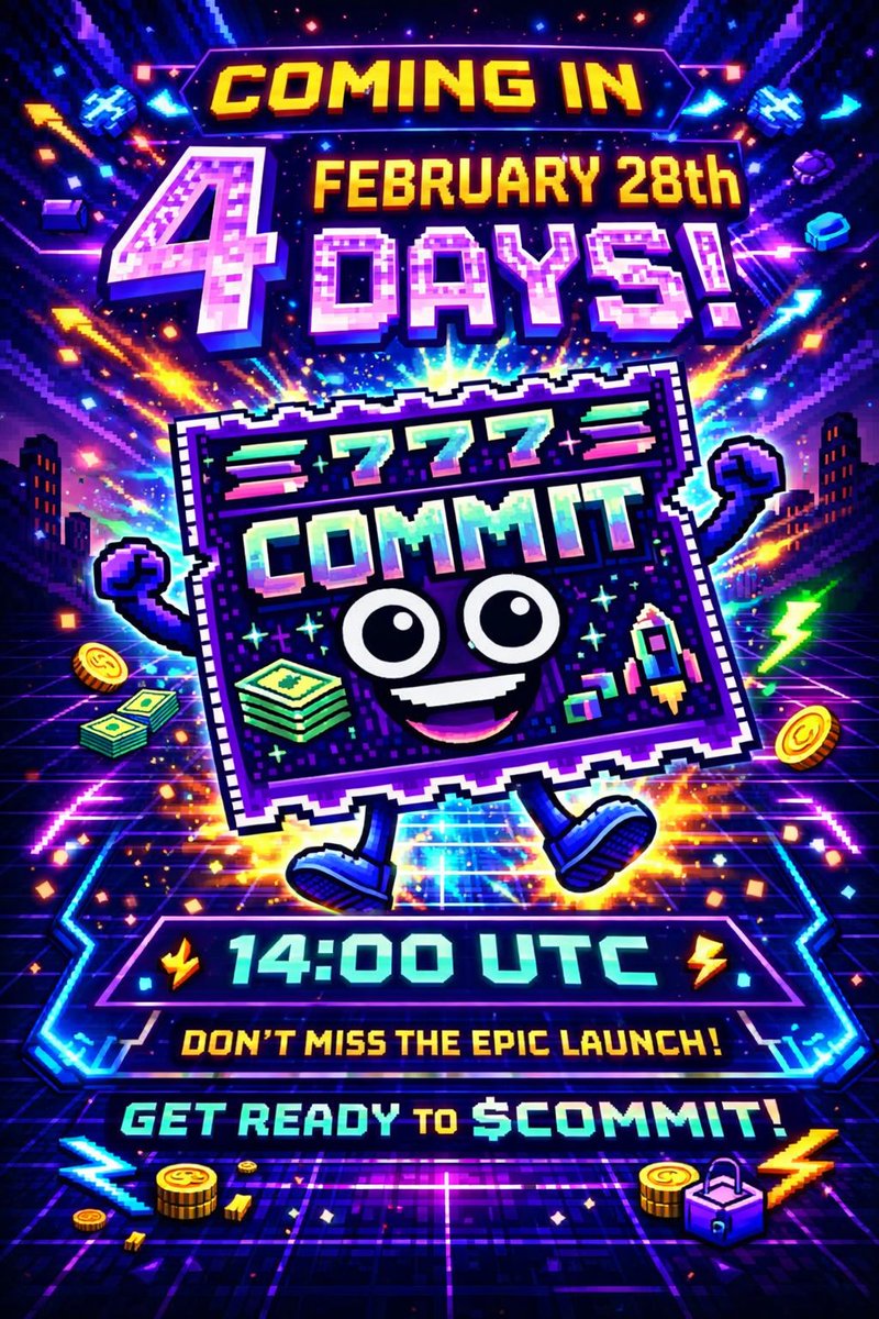 T-4 DAYS.

Mainnet launch locked for February 28th • 14:00 UTC 

Backend hardened.
Commit-reveal logic live.

$COMMIT is about to flip the switch ⚡

If you’ve been watching from the sidelines, this is your final buffer window.
Sync up. Set alerts. Be online at block zero.