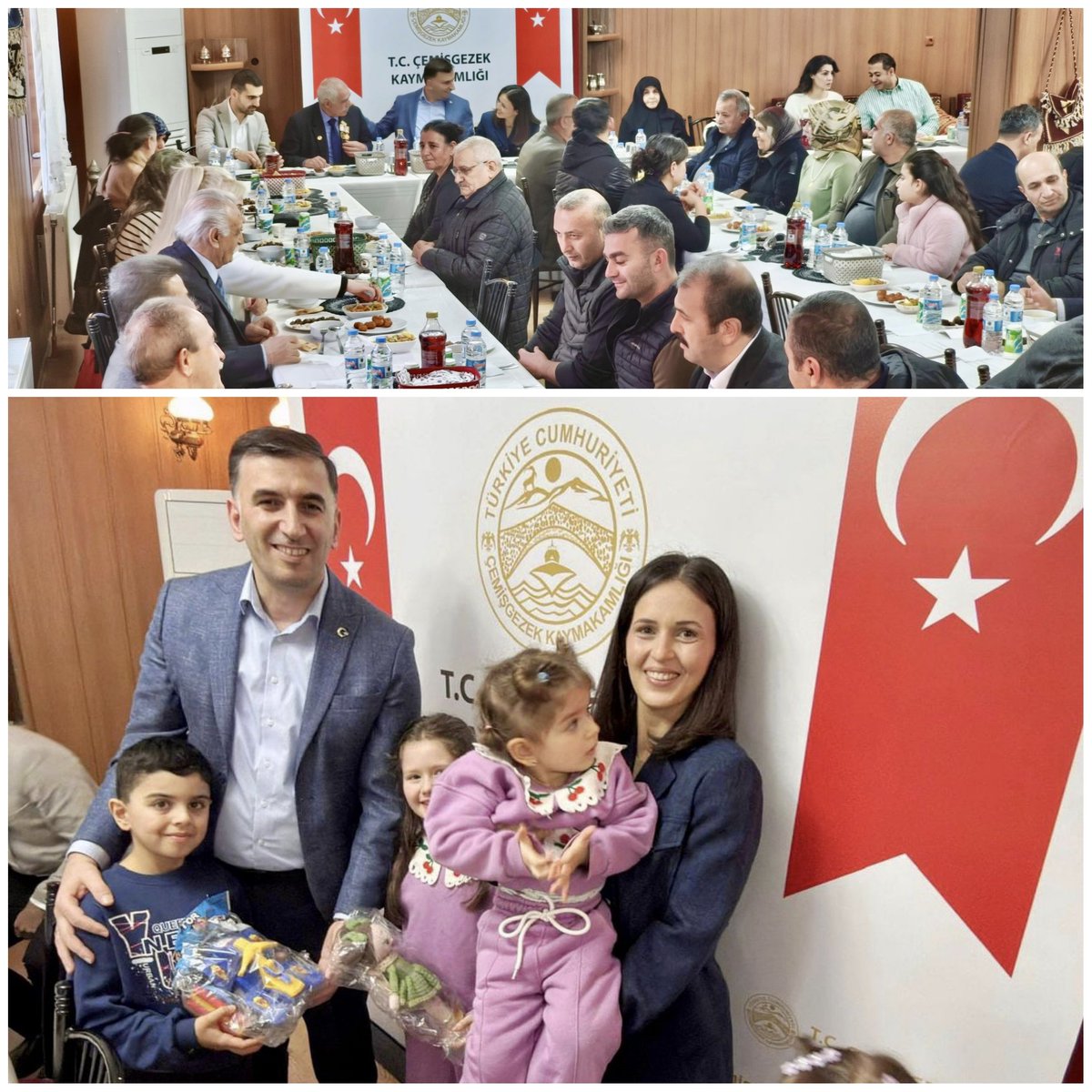 CemisgezekG's tweet photo. 1️⃣ Kaymakamımız Sn.Levent Küçük, eşi Hande Küçük Hanımefendinin ev sahipliğinde,Belediye Başkanı Sn.İbrahim Enes Somyürek,kurum amirleri ve STK temsilcileri ile birlikte;aziz şehitlerimizin aileleri ve gazilerimizle iftar programında bir araya geldiler.
@sefikaygol
@leventkucuk_ https://t.co/c67jKzFJdQ
