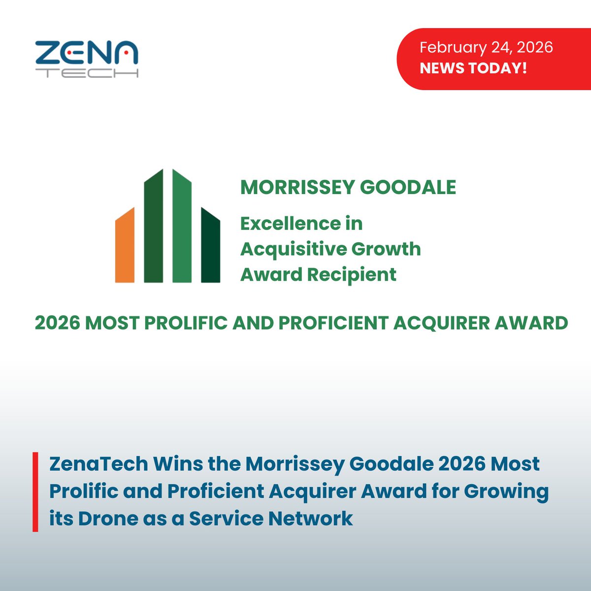 ZenaTech has won the 2026 Most Prolific and Proficient Acquirer