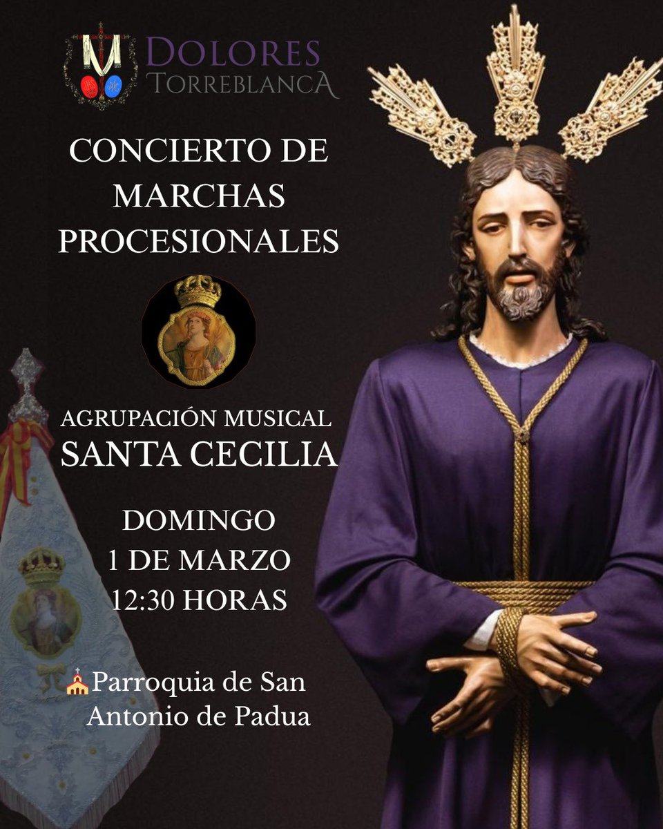 Y seguimos disfrutando de la cuaresma.
El próximo domingo estaremos en la Parroquia de San Antonio de Padua con la <a href="/HdadlosDolores/">𝑫𝒐𝒍𝒐𝒓𝒆𝒔 𝒅𝒆 𝑻𝒐𝒓𝒓𝒆𝒃𝒍𝒂𝒏𝒄𝒂</a>.
Será un concierto lleno de sorpresas. ¿Nos acompañas?

#LaIlusiónContinúa💙🤍