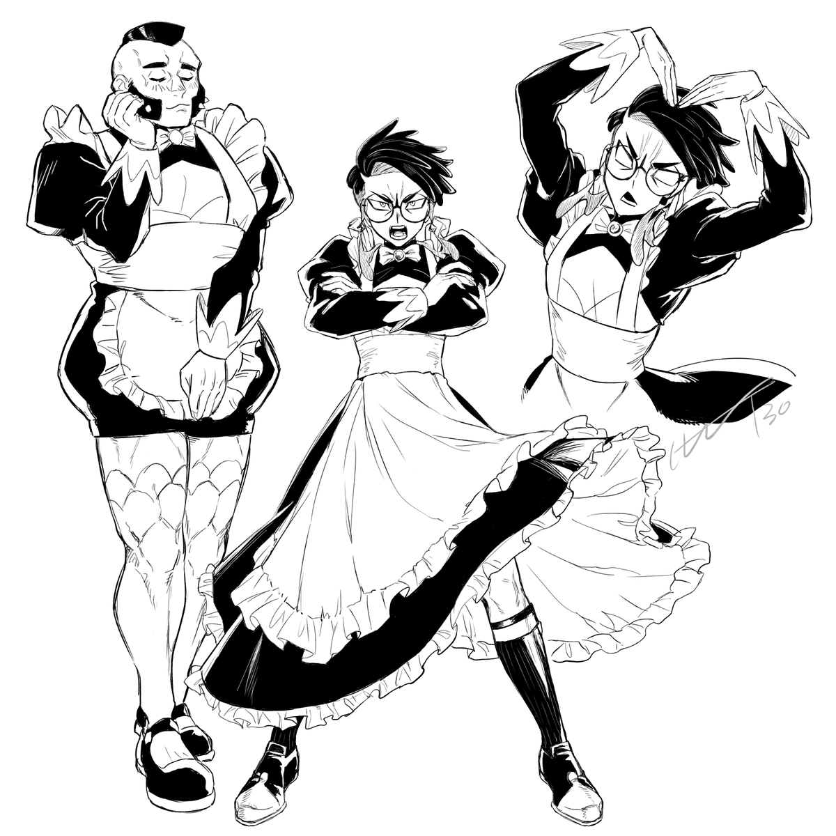 顔がかっこよく描けたから　メイド服着せた
イケメンにはメイド服を着せろ