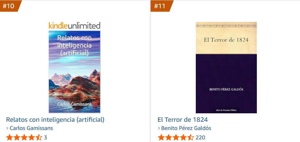 Gamissans's tweet photo. Agradezco la curiosidad de los lectores por descubrir mi último #libro de #relatos. Impresiona y emociona ver tu nombre en un ranking de #Amazon junto a un #clásico de nuestras #letras como Benito Pérez Galdós. 😮

https://t.co/9hK0EXXaJM https://t.co/tcRpDPHiCT