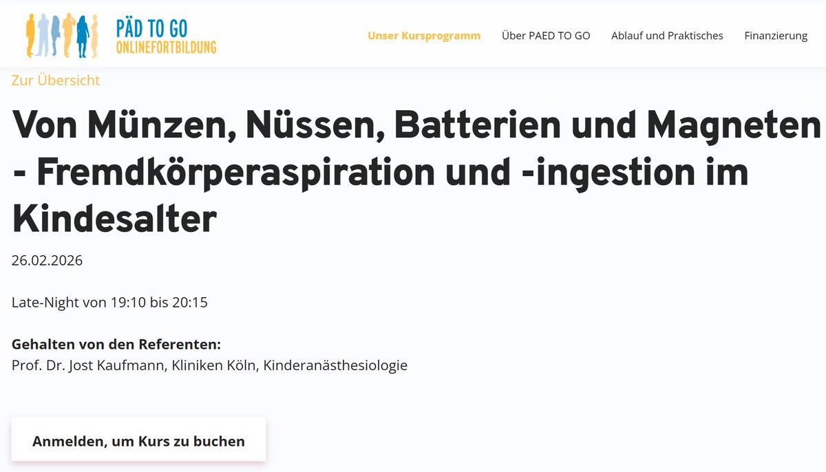 MBerghaeuser's tweet photo. Anmeldungen sind bis zum Beginn der Veranstaltung unter https://t.co/sxFSXw9oHP möglich. Wir freuen uns auf euch. #paedtogo #medizintogo #fremdkörper #kinder #cme #fortbildung https://t.co/BAJHhtLa4J