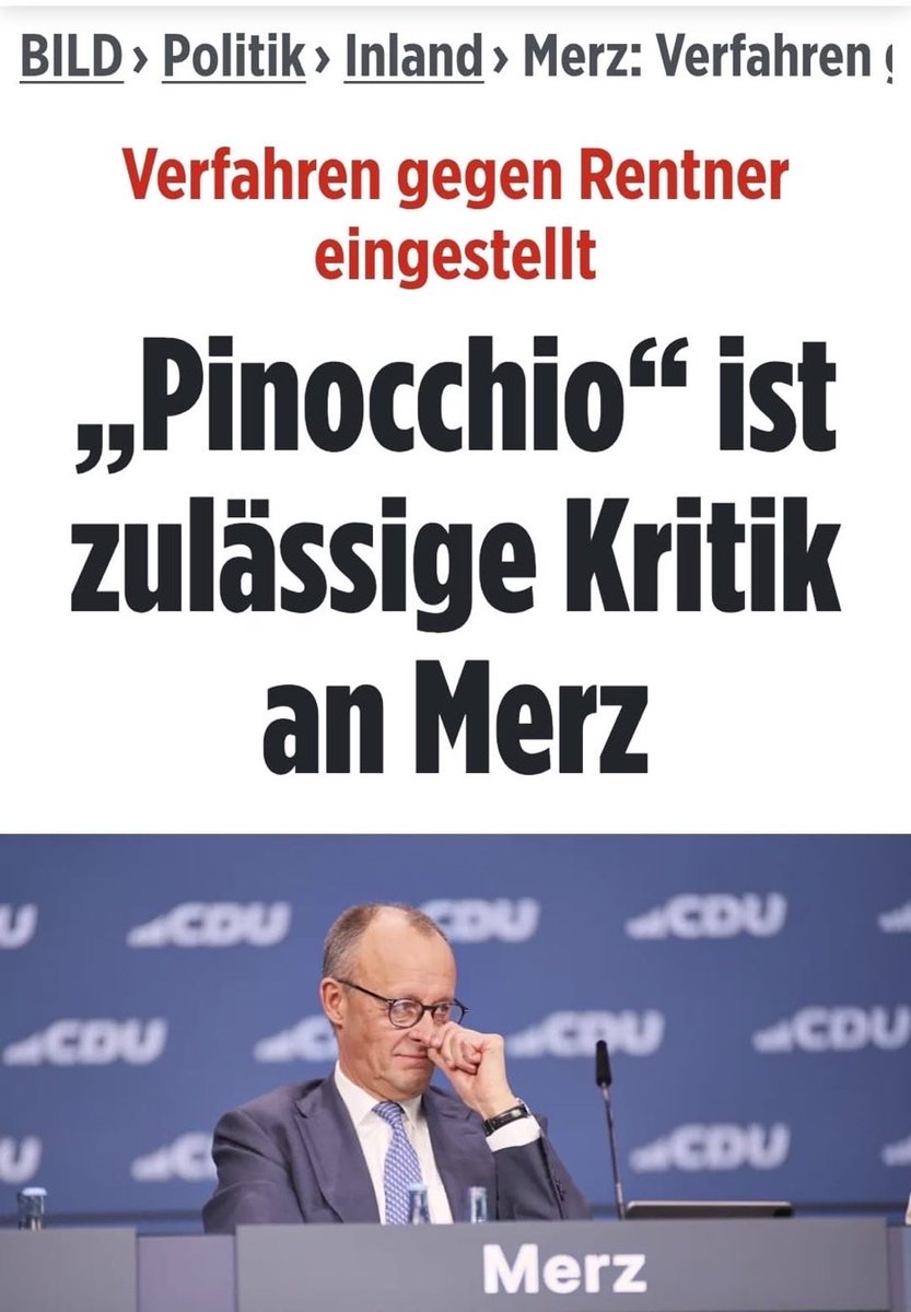 „EILMELDUNG: Verfahren gegen  Rentner eingestellt, der Politiker Fridolin Merzbold  als Pinocchio bezeichnet🤣
‚Pinocchio‘ sei zulässige Kritik.
Großartig! Dann darf man ihn also offiziell wieder als ‚Holzofen der politischen Heißluftproduktion‘ bezeichnen, ohne dass sofort