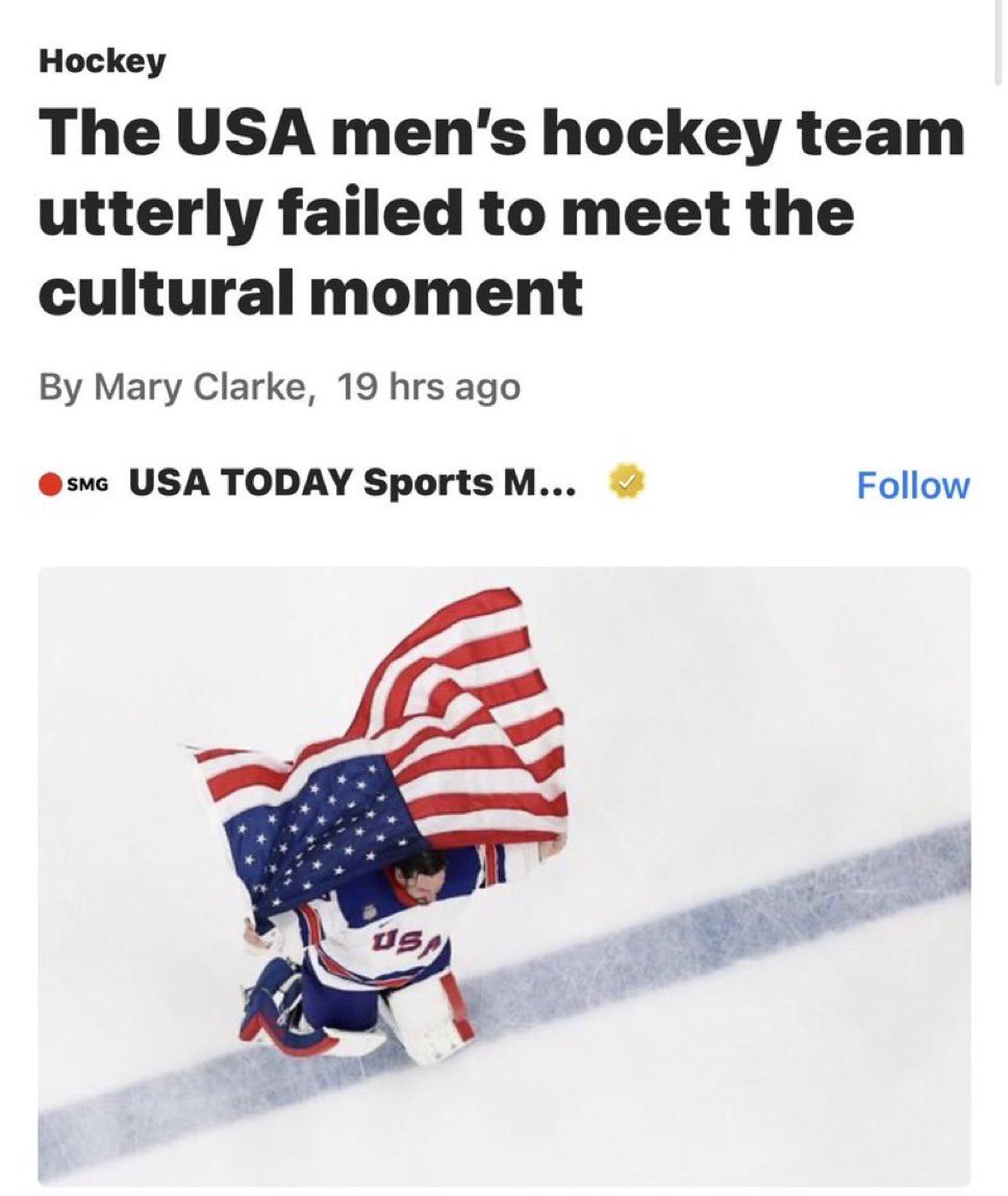 This is who wrote the BS story disparaging the US Men’s Hockey team. 

And now it all makes sense.