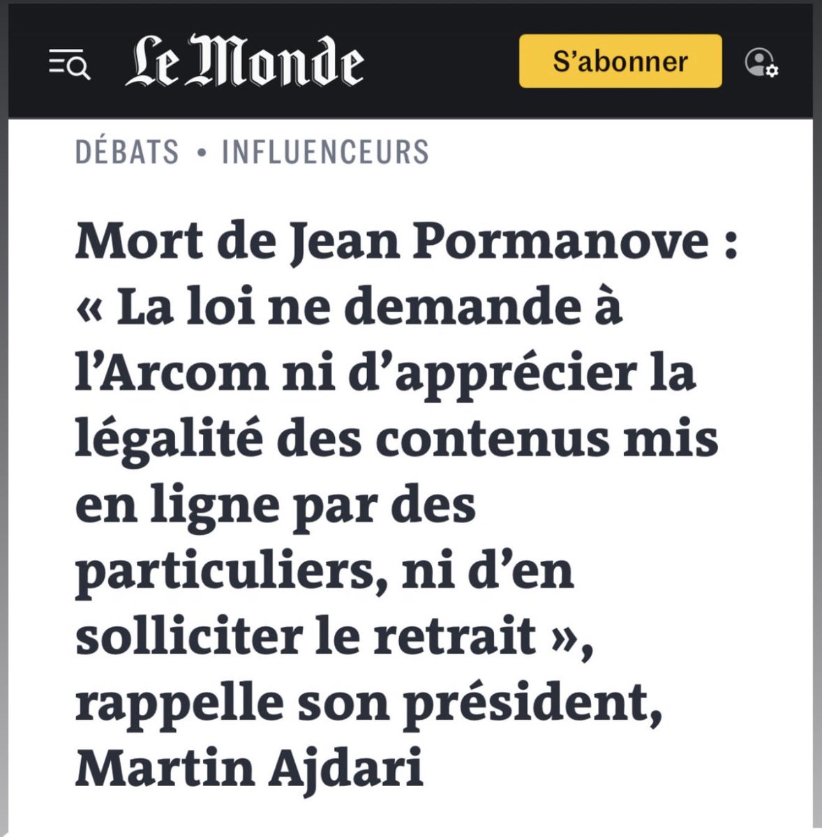 Sans aucun trucage, voilà le même journal qui se félicite de voir l’arcom censurer et pratiquer le terrorisme intellectuel le plus aggravé sur le Raptor… 👇