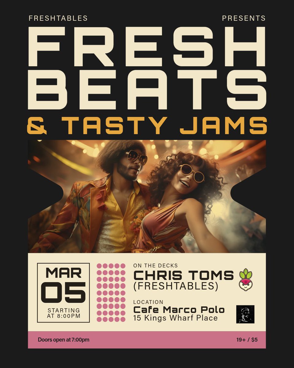 freshtables's tweet photo. Join Chris Toms, a.k.a. Freshtables, for a night of fresh beats and tasty jams, with a set of indie dance gems.

19+ / $5 (at the door)

#marcopolocafe #IndieDance #HouseMusic #RetroVibes #ElectronicMusic #DanceVibes #DanceParty #DJSet #HalifaxEvents #Dartmouth #Freshtables https://t.co/OToJog8UUm