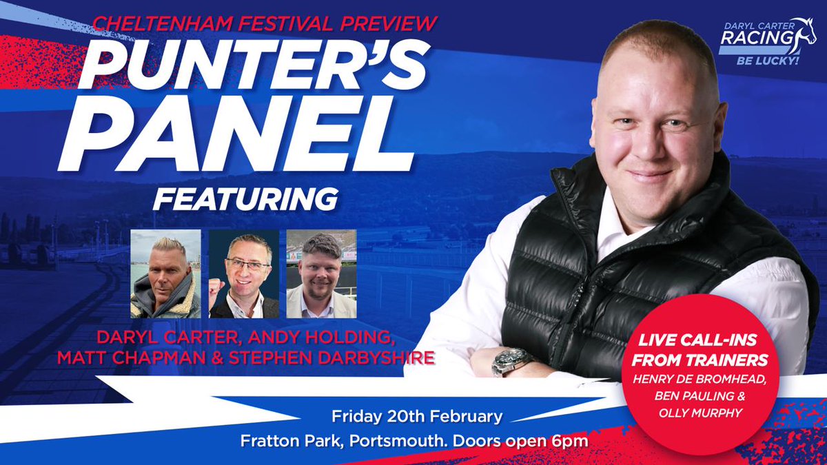 DarylCarter7's tweet photo. We Are LIVE! The 2026 Daryl Carter Racing Cheltenham Festival Preview!

Featuring the OUTSTANDING trio of @MCYeeehaaa @holding_andy and @racingoncourse 

What a night! What a Laugh! And hopefully stacks of WINNERS! 

Link Here - https://t.co/8PDzgj5975 https://t.co/Jku0AJQ7vP