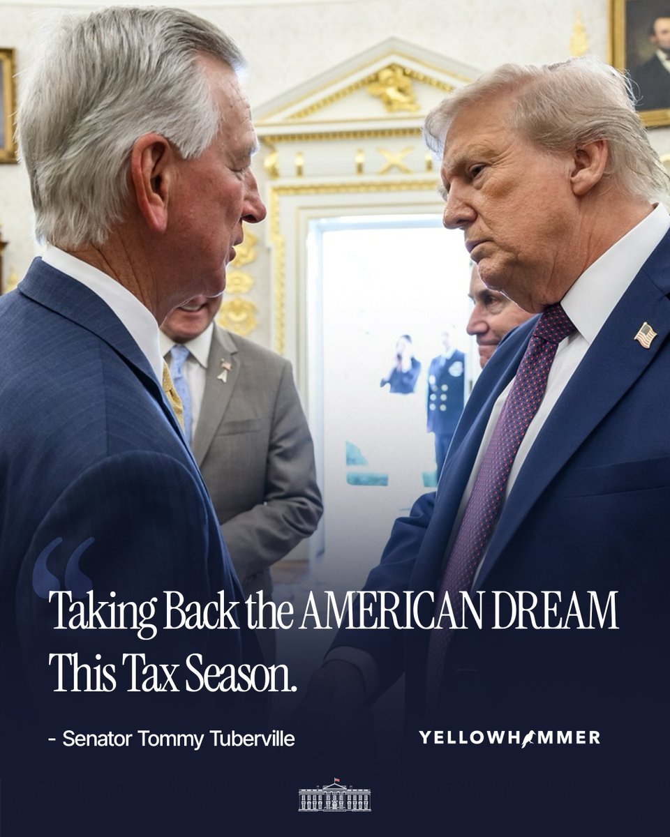 WhiteHouse's tweet photo. @RepSmucker @RepMarkHarrisNC @GOPMajorityWhip 🇺🇸@SenTuberville 'Taking back the American Dream this tax season'

https://t.co/02vdsSxiYG https://t.co/Tlxdi4CAwD