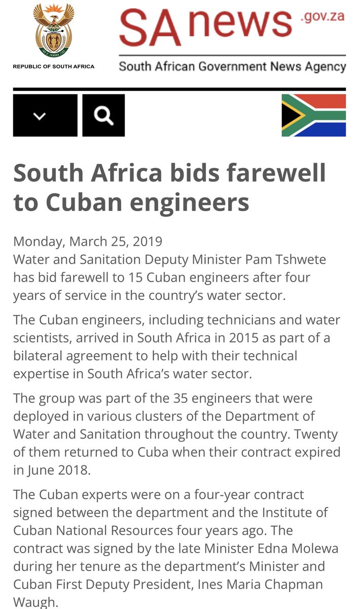 We were once told that “international experts” would fix Eskom yet it was our own local engineers who ultimately resolved loadshedding. 

We brought in Cuban engineers to address infrastructure challenges, and yet here we are. Now we’re told the solution to our water crisis lies