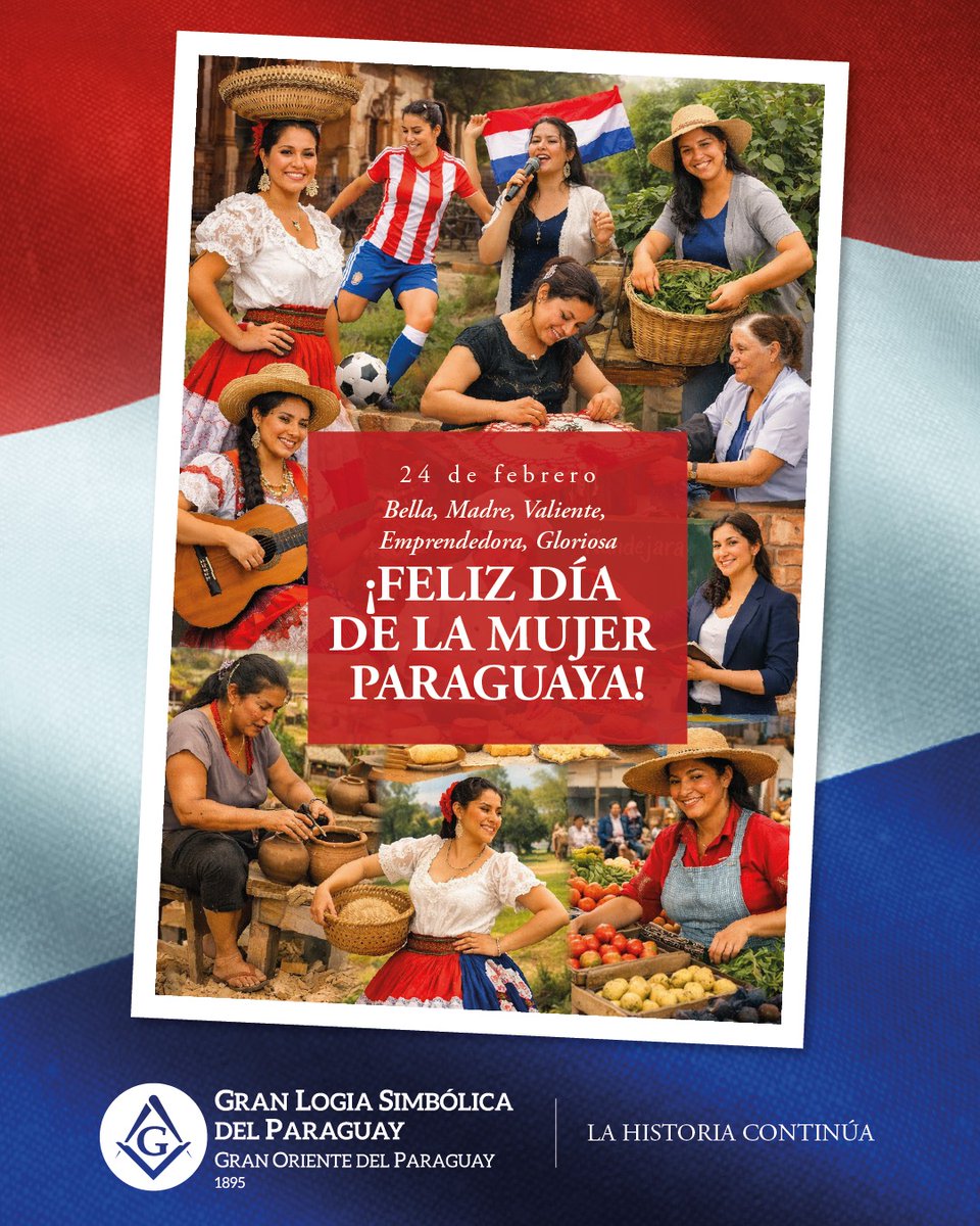 🇵🇾 Homenaje a la Mujer Paraguaya: pilar de nuestra nación

La Gran Logia Simbólica del Paraguay rinde tributo a la mujer paraguaya, ejemplo histórico de valentía, laboriosidad y fortaleza moral.

Reconocemos en ella el cimiento de nuestra sociedad y la fuerza que, con integridad