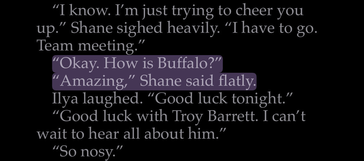 Shane and ilya hating on buffalo but causing irl buffalo to completely turn their season around is kind of my favorite heated rivalry effect