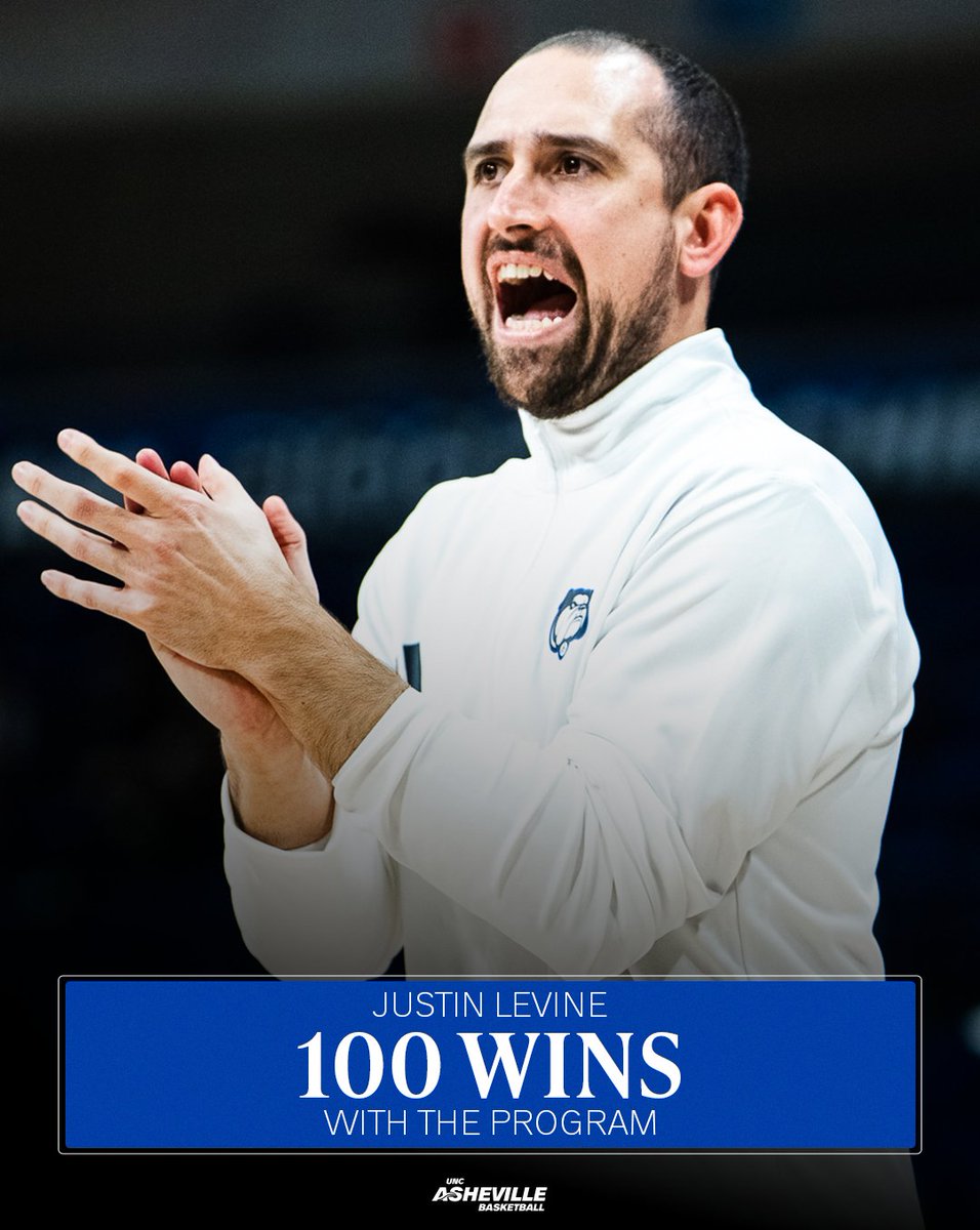 UNCAvlMBB's tweet photo. 𝟙𝟘𝟘

With Saturday’s win, Justin Levine has now been part of 100 victories since joining the Asheville coaching staff in 2021. 👏

#ALLinAVL #IWWD https://t.co/xcQfjedSYE
