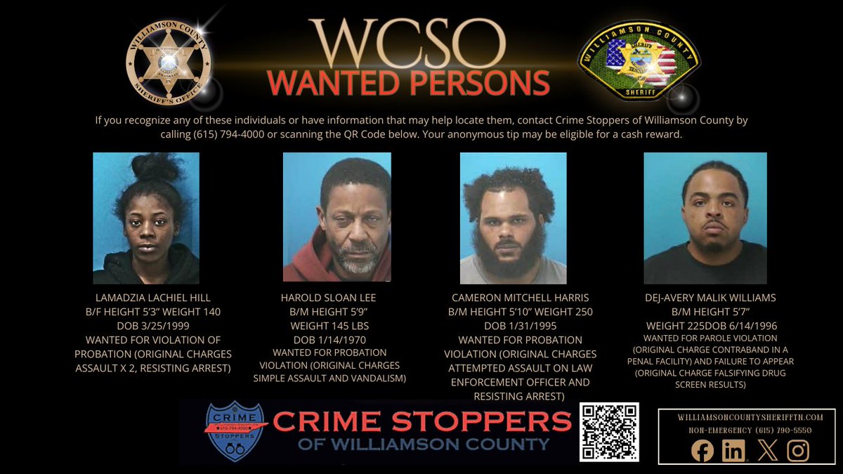 WCTN_CS's tweet photo. **UPDATED WANTED PERSONS**  🚨📷https://t.co/mXkNPAOZbx OR CALL 615-794-4000 TO SUBMIT AN ANONYMOUS TIP WITH A CALL TAKER. CASH REWARD FOR TIP LEADING TO ARREST https://t.co/IQVWKi4ack