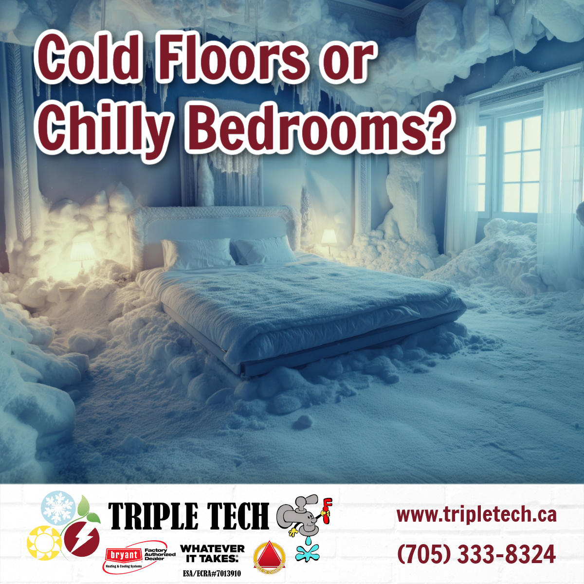 Cold floors or chilly bedrooms?

Uneven heating is often a sign of airflow or system balance issues.

Our team can help restore comfort throughout your entire home.

#HomeComfort #TripleTechExperts #StayCozy