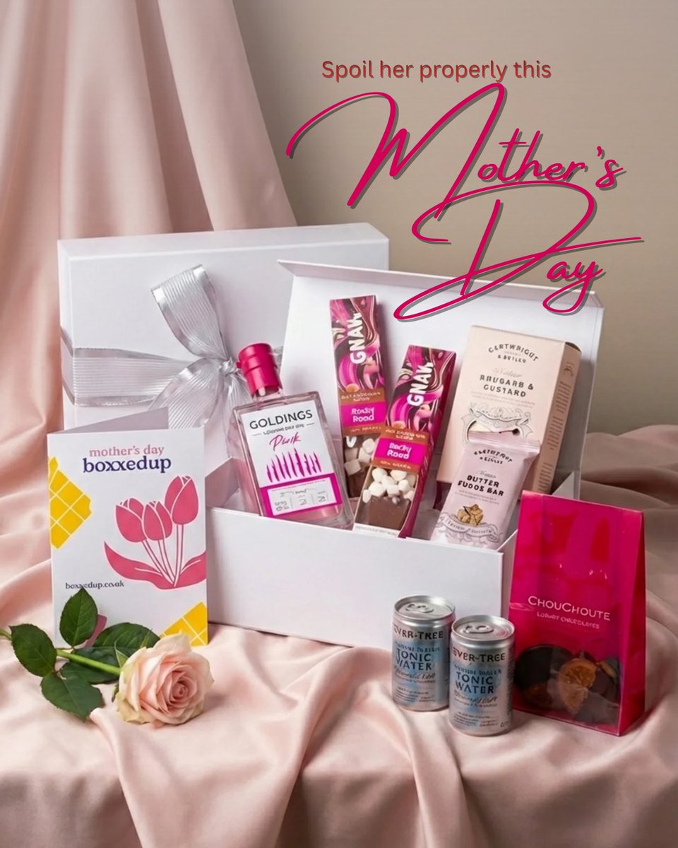 CorpChocs's tweet photo. Our Ultimate Pink Box is filled with Goldings Pink Gin, Fever Tree tonic, luxury hot #chocolate spoons, Cartwright &amp; Butler treats and a #Chouchoute chocolate pochette. It comes with a personalised #MothersDay card.

Order Now - https://t.co/MBSVS2YOad https://t.co/uaWa0BkHrZ