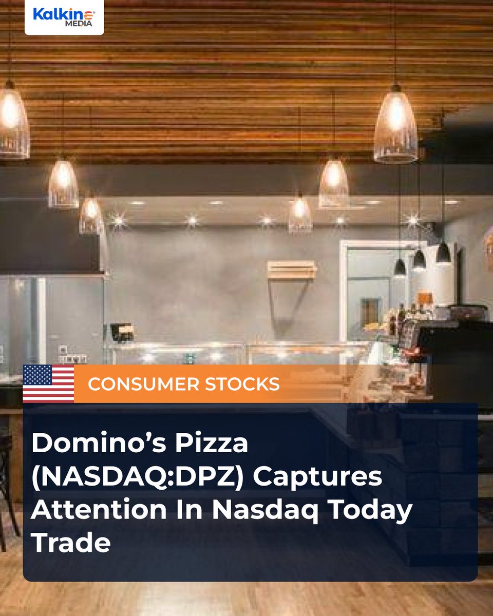 KalkineUSA's tweet image. Domino’s Pizza (NASDAQ: DPZ) captures attention in Nasdaq today’s trade 🍕📈.
A look at what’s driving investor interest in this consumer name amid broader market activity. 
zurl.co/D1n84 

#DominosPizza #NASDAQ #ConsumerStocks #MarketWatch #Investing #StockTrends