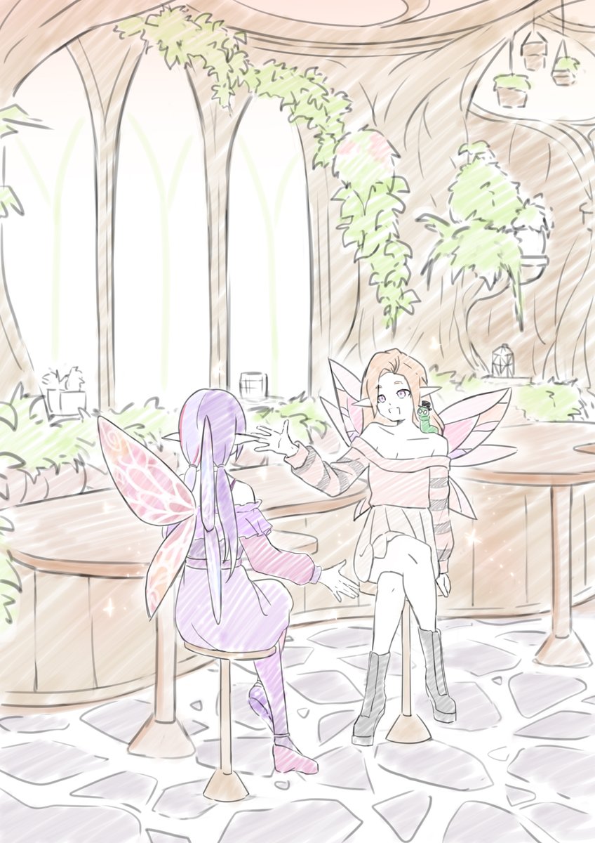 guelNKij's tweet photo. two cute little fairies and your favourite worm chilling in the cafe
@CelesteAndWormy  
#VGenComm #VGen https://t.co/lFxJXl0fHW