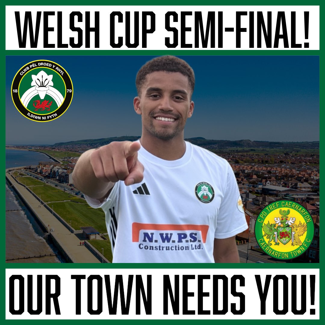 🚨 JD Welsh Cup Semi-Final 🚨

Rhyl 🆚 Caernarfon Town
A place in the JD Welsh Cup Final is on the line 🖤🤍

🎟️ Tickets almost SOLD OUT

Secure yours now 👇
🔗 platform.justtikit.com/event/jd-welsh…

Let’s pack it out. Our Town Needs You! 🤍⚽️

Sponsored by W R Davies Nissan Rhyl 🚘