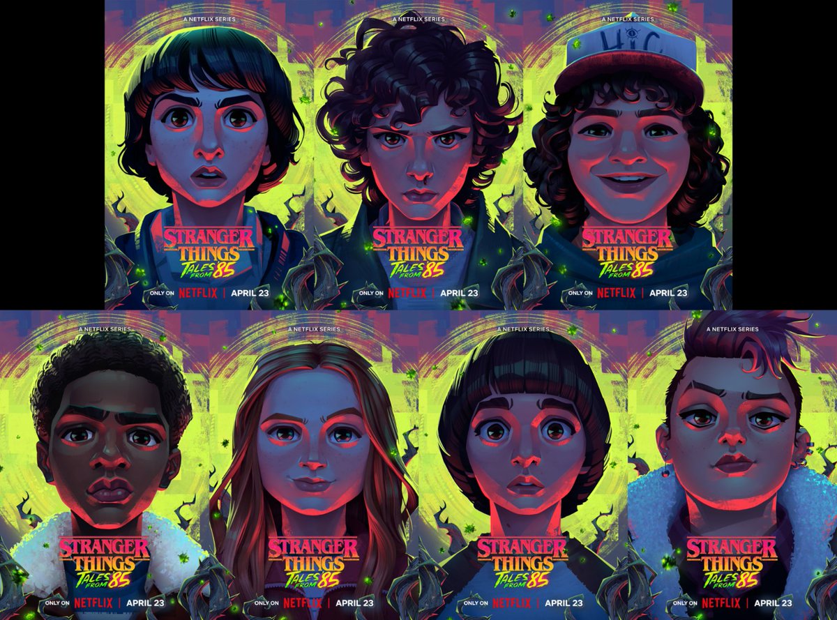 Nuevos pósters de #StrangerThings: Relatos del 85.

Llega a #Netflix el 23 de abril.