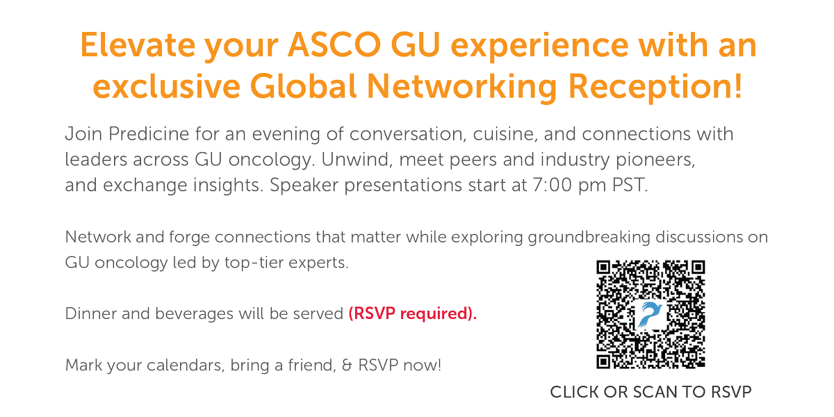 predicine's tweet photo. Predicine is excited to present 6 posters at ASCO GU 2026 and host our Global Networking Reception in San Francisco on Thursday, February 26. 2026 at 6:30 PM PST.

📅 Schedule a meeting with our team  https://t.co/d85DjLSYLz

RSVP for the reception! https://t.co/OJR3AFIGJB https://t.co/xT4FhHGwjM