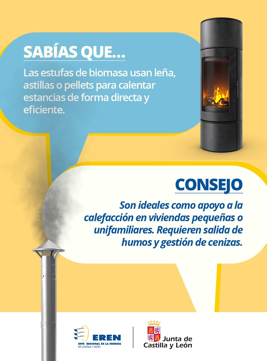 ¿Sabías que las estufas de biomasa utilizan leña, astillas o pellets para calentar de forma eficiente? 🔥
Son una buena opción como apoyo a la calefacción en viviendas pequeñas o unifamiliares.

#Biomasa #EnergíasRenovables