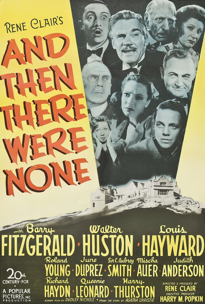 TalkingPicsTV's tweet photo. Directed by #ReneClair Seven guests are invited to their own demise!
📽️ AND THEN THERE WERE NONE (1945) 9:05pm #BarryFitzgerald #WalterHouston #LouisHayward #JuneDuprez #JudithAnderson An #AgathaChristie mystery drama #TPTVsubtitles https://t.co/SkfOdcOCSb