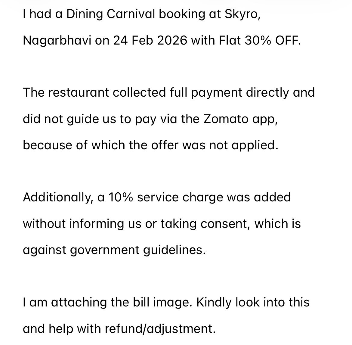 auraofsonofsun's tweet photo. @zomato @zomatocare @jagograhakjago
Please help with this @deepigoyal ji
#skyro #nagarbhavi https://t.co/D8gkAx5Fmg